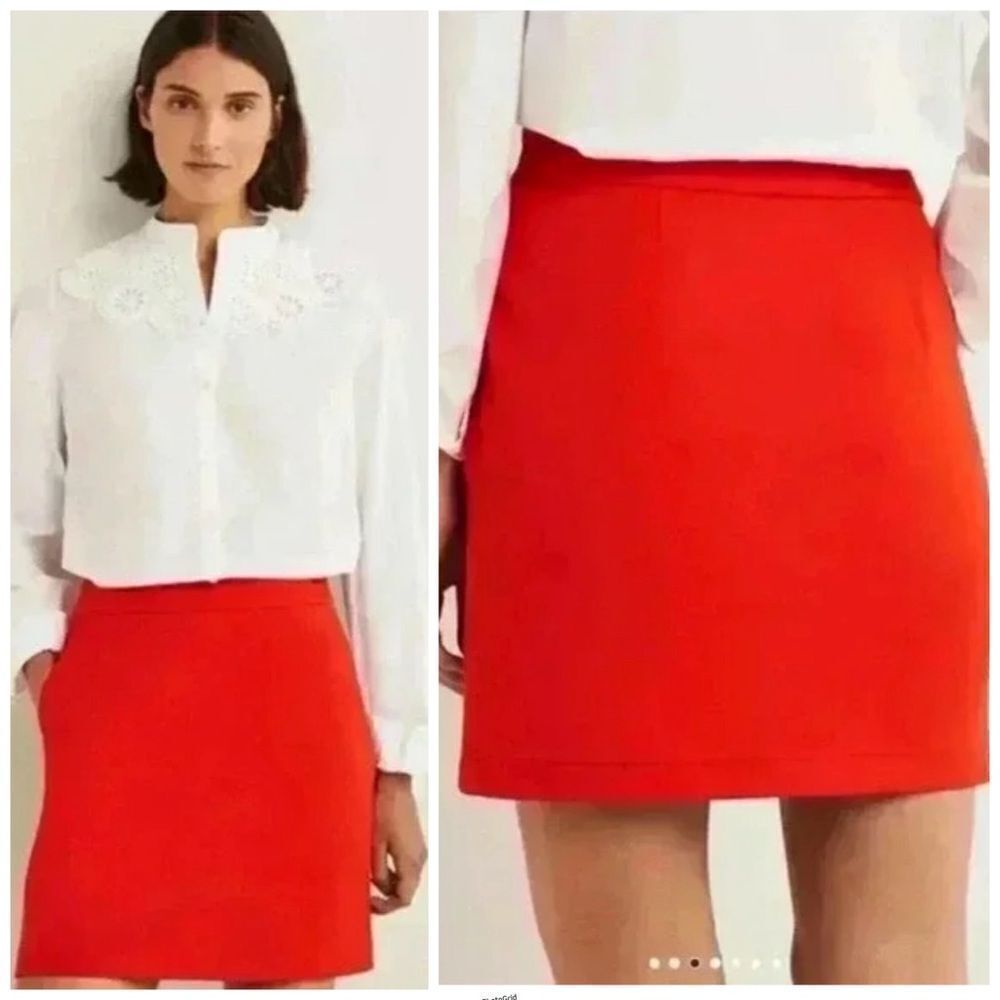 Boden Orange Red Jersey A-Line Mini Skirt